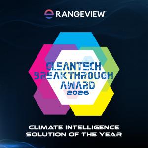CleanTech Breakthrough Award 2026 graphic recognizing RangeView as Climate Intelligence Solution of the Year