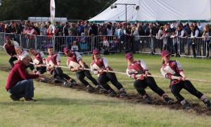 Tug of war team competing