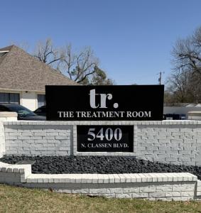 Text announcing the new Treatment Room location in Oklahoma City at 5400 N. Classen Blvd., OK 73118.
