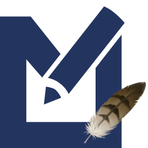Moyae "M" logo mark with a feather emoji overlayed