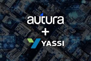 Autura and YASSI logos on a smart city backdrop