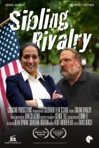 Poster for "Sibling Rivalry," a film about brother and sister competing in a small town election.