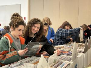 Women searching through vinyl records