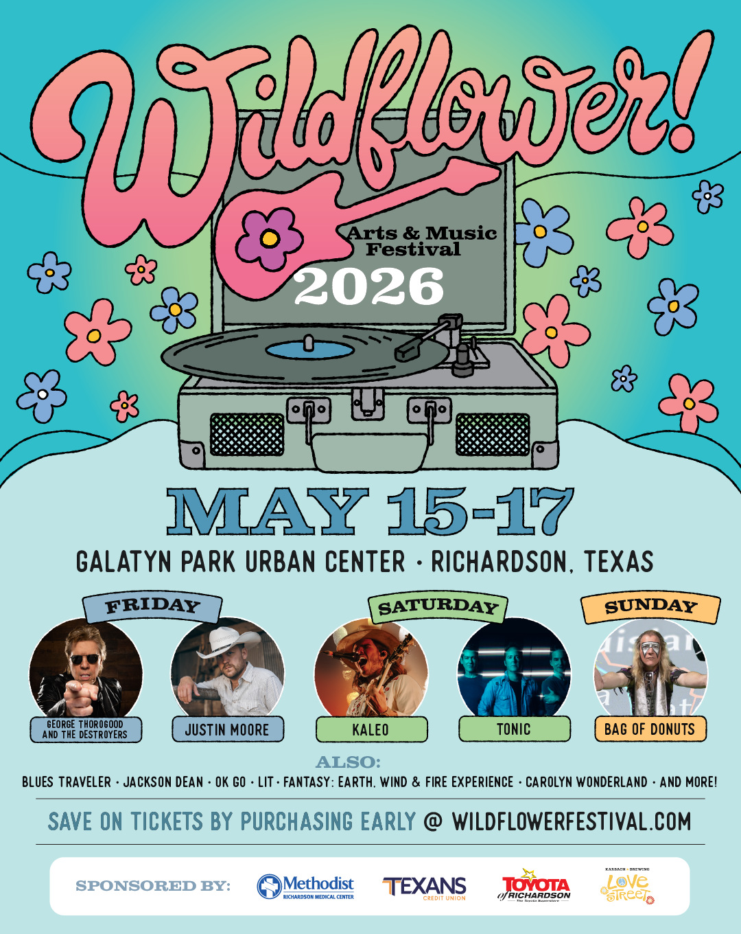 Wildflower! Arts & Music Festival 2026 Stage Headliners in Richardson, Texas