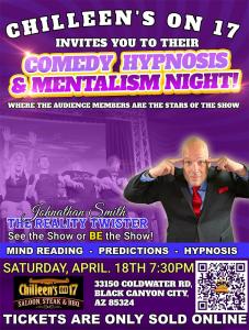 The Reality Twister - Johnathan Smith - Comedy Hypnosis Show - Chilleen's on 17