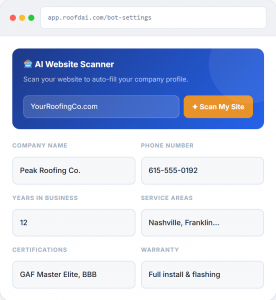 Roof'D AI Customization Board White label your roofing chatbot