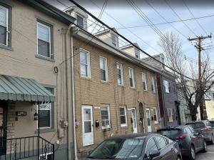 Pittsburgh row homes in a residential neighborhood in Western Pennsylvania