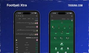 Football Xtra app screens in Arabic showing pre-match analysis insights for Bayern Munich vs Real Madrid with average stats per game and Newcastle United 4-3-3 formation lineup