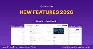 Eventin WordPress Event Management Plugin featuring AI content generator, advanced event calendar, and email automation for RSVP - new features 2026