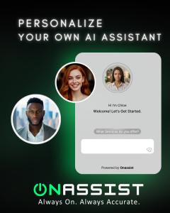 Fully Personalizable AI Assist for Websites from OnAssist.ai your next generation Chatbot for texting and talking 24/7