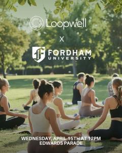 Students participating in a wellness and mindfulness session at Fordham University led by Loopwell