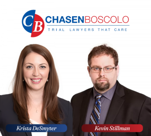 Professional headshots of ChasenBoscolo attorneys Krista DeSmyter and Kevin Stillman beneath the firm’s logo, celebrating their precedent-setting D.C. Court of Appeals victory.