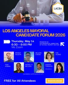 2026 Mayoral Forum graphic with current participating candidates and moderator