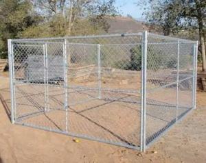 Heavy-duty modular chain-link temporary fencing panels installed on a construction site.