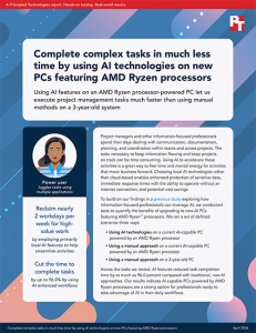 First page of a report titled: Complete complex tasks in less time with AI technologies on new PCs featuring AMD Ryzen processors