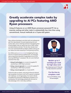 First page of a report titled: Greatly accelerate complex tasks by upgrading to AI PCs featuring AMD Ryzen processors