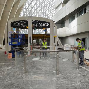 Foucault pendulum installation at Kutaisi Tech Hub, interactive science museum exhibit by Zoomking