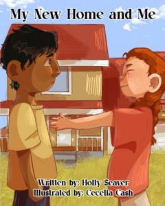 A red-haired girl extends her hand to a nervous brown skinned boy