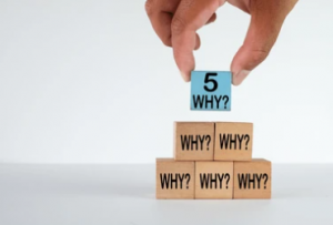 a hand stacking five wood blocks htat say why
