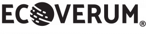 EcoVerum registered trademark logo in black, featuring the wordmark with a stylised globe icon representing data-driven insights for sustainable agriculture.
