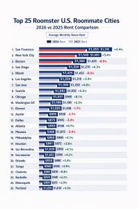 Roomster monthly room rents in the U.S