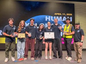The Gould Engineering Team poses with their new hardware at NASA's 2026 Rover Challenge Awards Ceremony.