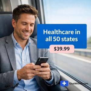 ChatWithDr.com mobile telehealth $39.99 flat rate doctor consultation all 50 states