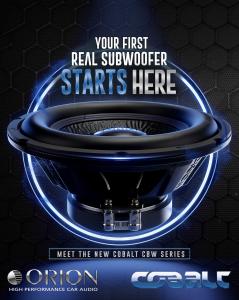 Orion Cobalt car audio speaker close-up designed for factory sound upgrades and entry-level high-performance systems.