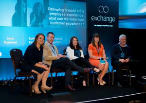 The panel discusses employee experience at ExChange 2018