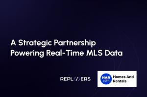 Graphic announcing the strategic partnership between Repliers and HAR.com, the MLS platform owned by the Houston Association of REALTORS®.