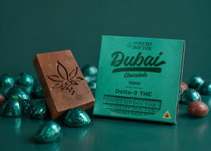 Dubai chocolate bar and Dubai chocolate CBD, THC bites