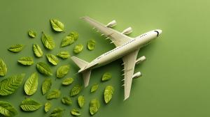 Azzera SAF POD concept visual showing a commercial aircraft alongside natural elements, representing the integration of sustainable aviation fuel data and environmental impact tracking across the aviation supply chain.