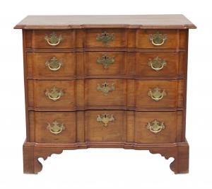 Chippendale mahogany blockfront chest of drawers, Massachusetts, circa 1770-1790. Estimate: $10,000-$15,000