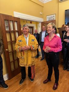 KF Aerospace's CEO, Tracy Medve, celebrates moving into the Manitoba Metis Federation's satellite office