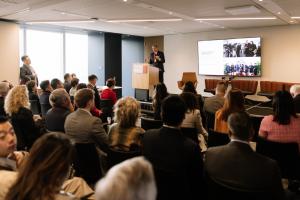 Marc Kealey presenting a slide about the Trifocal Global Foundation's 2025 delegation to Fujian.