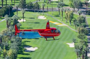 Electric helicopter in flight