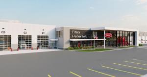The front entrance of the new Ohio Peterbilt location in Etna, OH