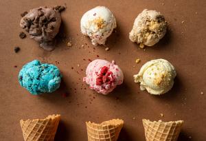 3 scoops of hard ice cream deconstructed