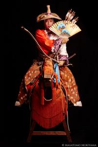 Samurai performing yabusame mounted archery at Edo Wonderland Nikko Edomura in Japan