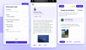 In Terapage’s community space, participants can create their own topics—making conversations more dynamic and fostering deeper interaction with both researchers and fellow participants.