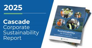 cover page of Cascade Environmental's 2025 Corporate Sustainability Report with theme "Sustainability in Focus"