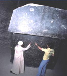 James Brown beside huge container inside Serapeum