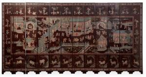 12-panel Chinese coromandel lacquer floor screen, 18th/19th century. Estimate: $15,000-$25,000