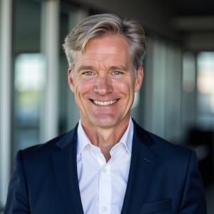 Mike Emerson, Chief Operating Officer at Axis Integrated Mental Health, smiling in a professional headshot wearing a navy blazer and white shirt, representing leadership excellence in healthcare operations and mental health services in Colorado.