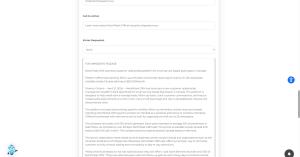 Screenshot of Tech Help Canada’s AI Press Release Generator showing part of the tool interface above a generated press release preview for a fictional NorthPeak CRM launch.