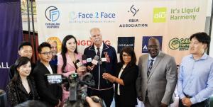 Group photo of FutureLink Ventures team and speakers at the California Dream for All Summit in City of San Gabriel Grapevine Arbor