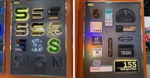 close-up of illuminated letters and architectural signage by LC Sign