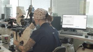 Embryologist using Future Fertility software in the lab