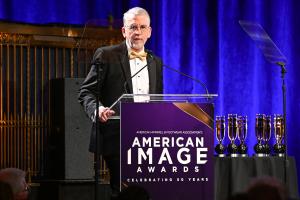 AAFA President & CEO, Stephen Lamar speaks from the podium at the 2026 American Image Awards