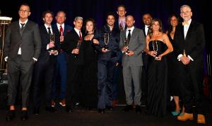 The 2026 American Image Awards Honoree Slate (l. to r.): Steven Kolb (CFDA), Adam Goldenberg (Fabletics), Bill Toney (Avery Dennison), Ruben Toledo, Alina Cho (Emcee), Zac Posen, Katie Holmes, Nathaniel Sponsler (AFIRM Group), Seth Campbell (BBC Internati
